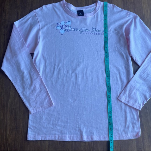 Huntington Beach CA Shirt Womens Large L  Long Sleeve Tee T-Shirt Pink Hawaiian - Picture 10 of 10